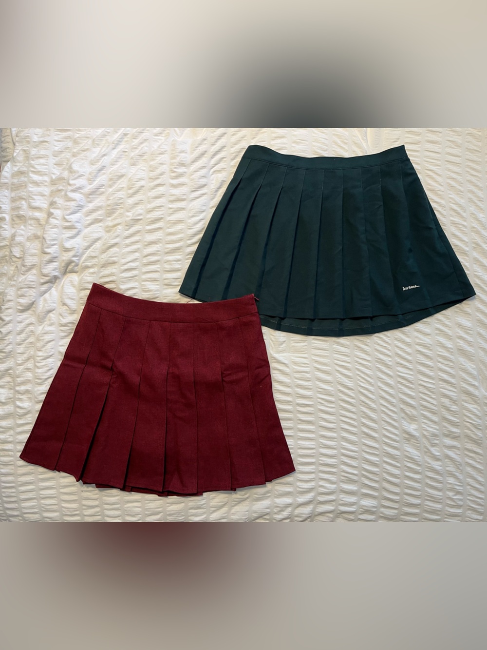 Bundle ofPleated Women's Skirt - Burgundy and Dark Green